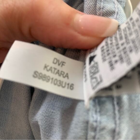 Diane Von Furstenberg Chambray Wide Leg Jeans - Picture 6 of 7